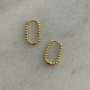 Gold Beaded Oval Hoop Earrings 

Brand New